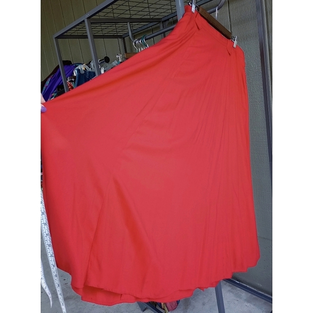 Vintage New Pioneer Maxi Skirt W/ Pockets Red Western Wear Plus Size 1X